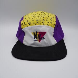 Villon 5 Panel Hat Retro 90s Style Yellow Purple Black Colorblock Nylon Cap Adju
